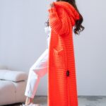 Kardigan sweter długi MC CRAFTED pomarańczowy neon