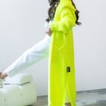 Kardigan sweter długi MC CRAFTED żółty neon