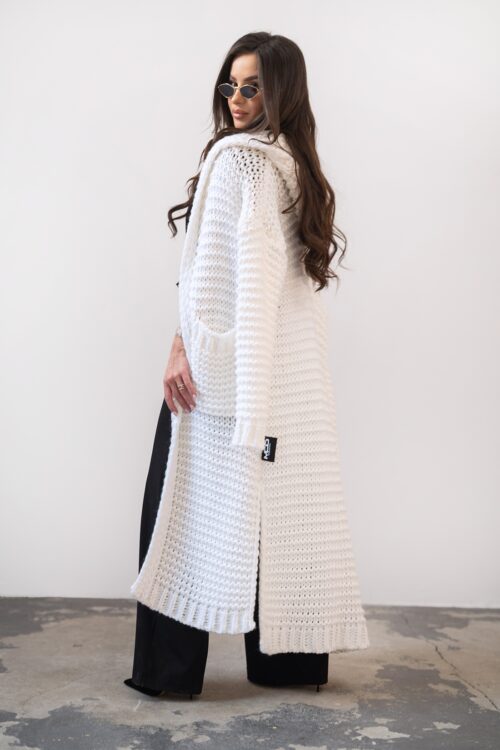 Kardigan sweter długi MC CRAFTED biały