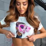 T-shirt z kolorowym nadrukiem MC PINK GLASSES biały