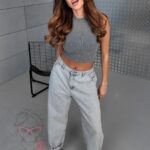 Spodnie jeansowe szerokie Dort szare