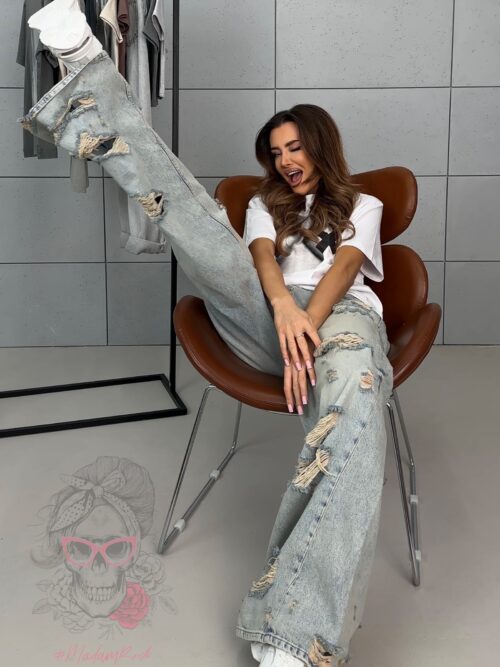 Spodnie jeansowe Faf niebieskie sprane