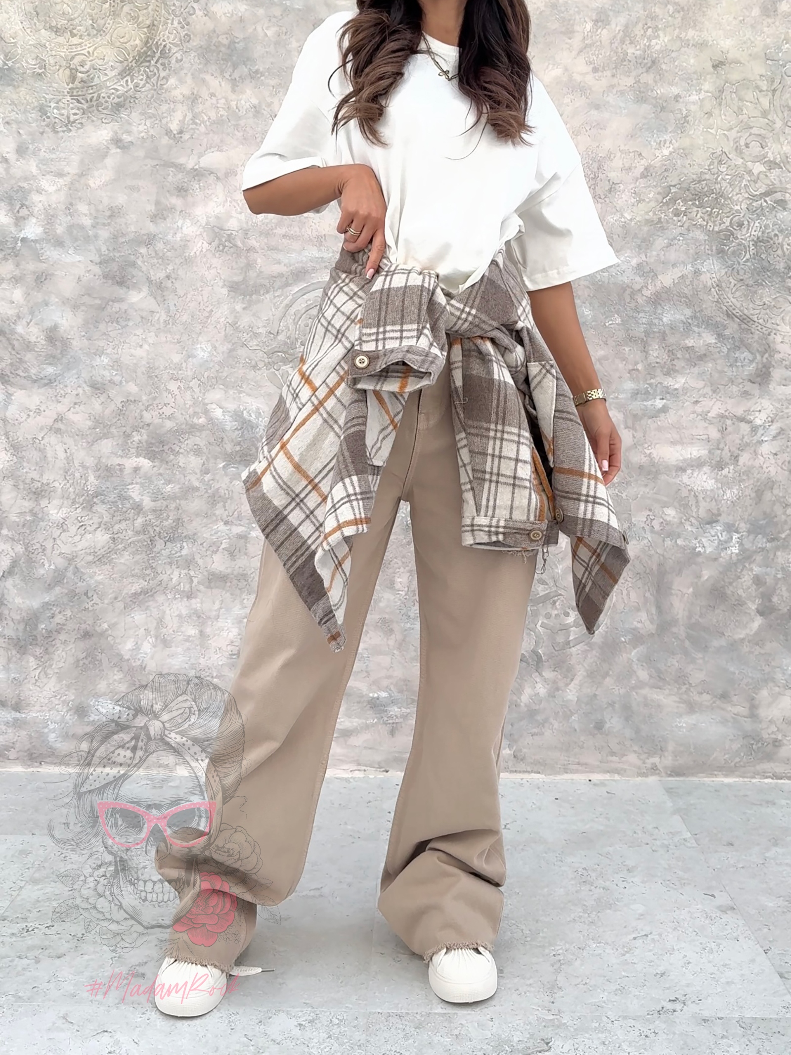 Koszula flauszowa w kratę Karotes beżowa Koszula flauszowa w kratę Karotes beżowa