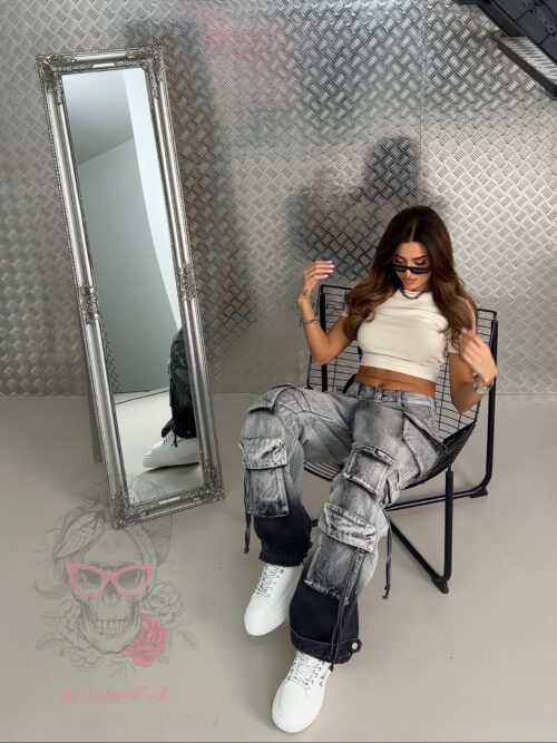 Spodnie jeansowe bojówki Juddy szare