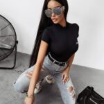 Body z krótkim rękawem RASBERRY OLAVOGA czarne