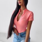 Body z krótkim rękawem RASBERRY OLAVOGA łosoś