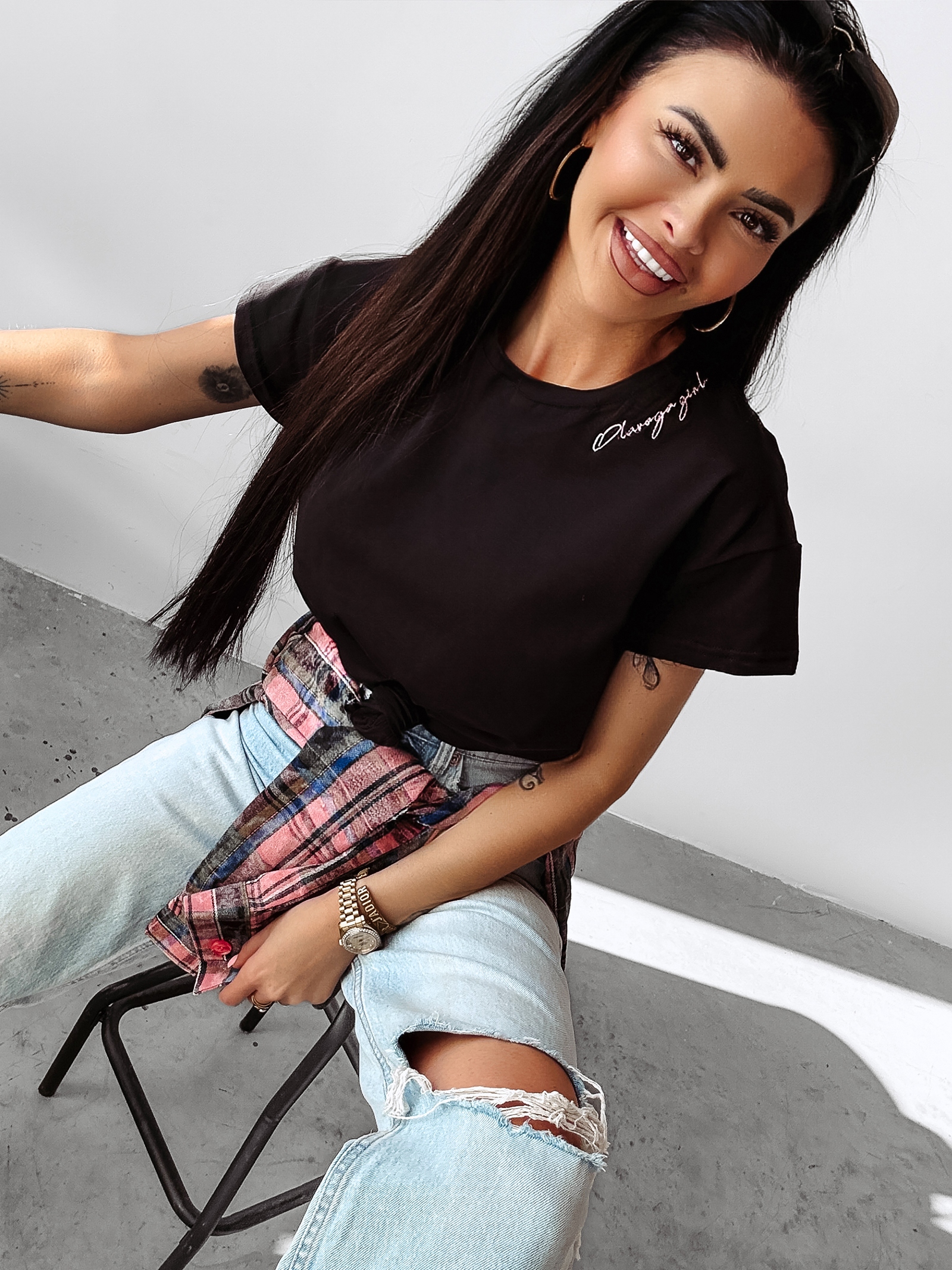 T-shirt bawełniany FOX OLAVOGA czarny