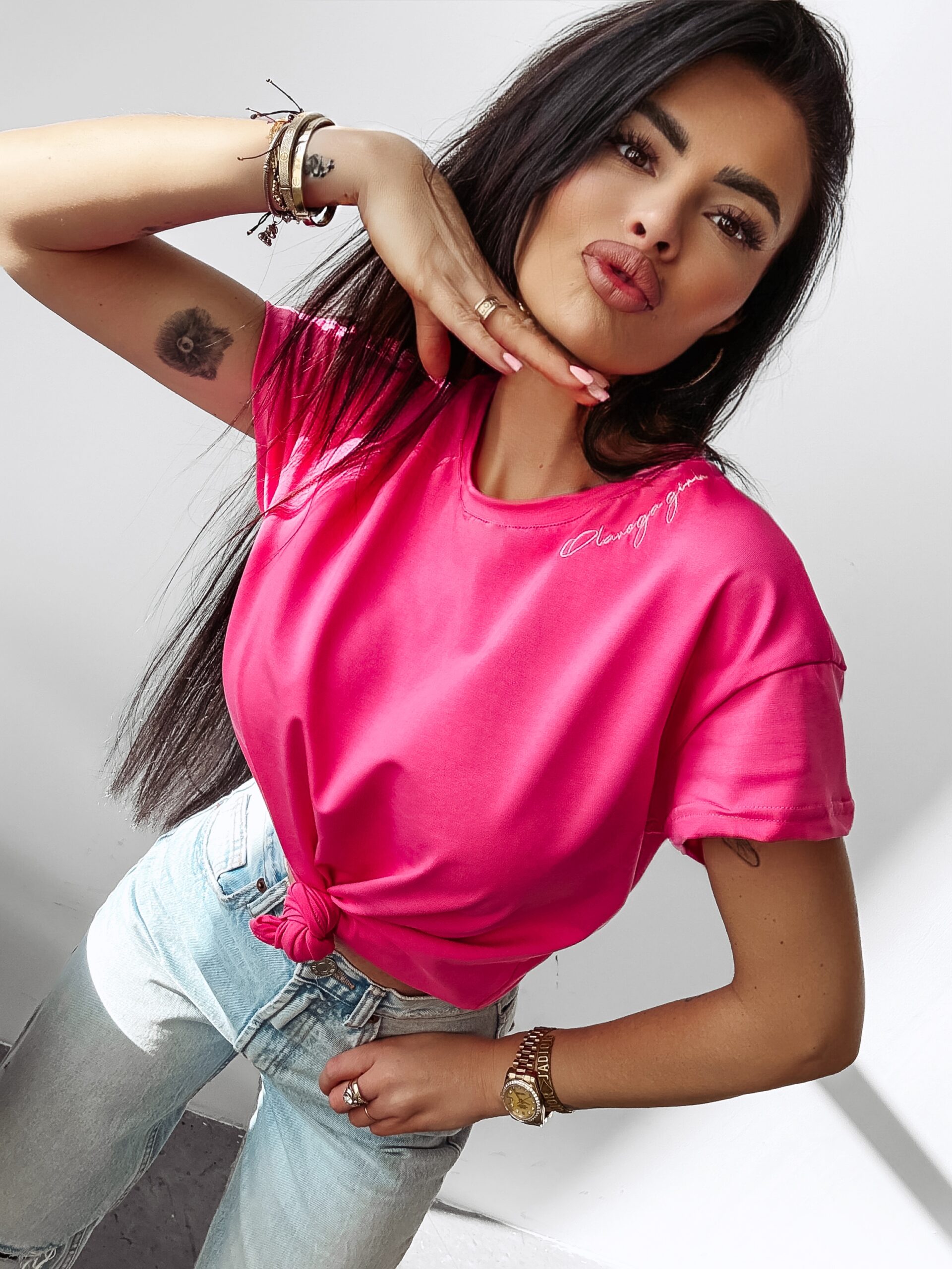 T-shirt bawełniany FOX OLAVOGA różowy