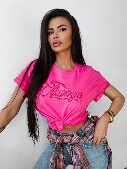 T-shirt klasyczny MANILA OLAVOGA różowy