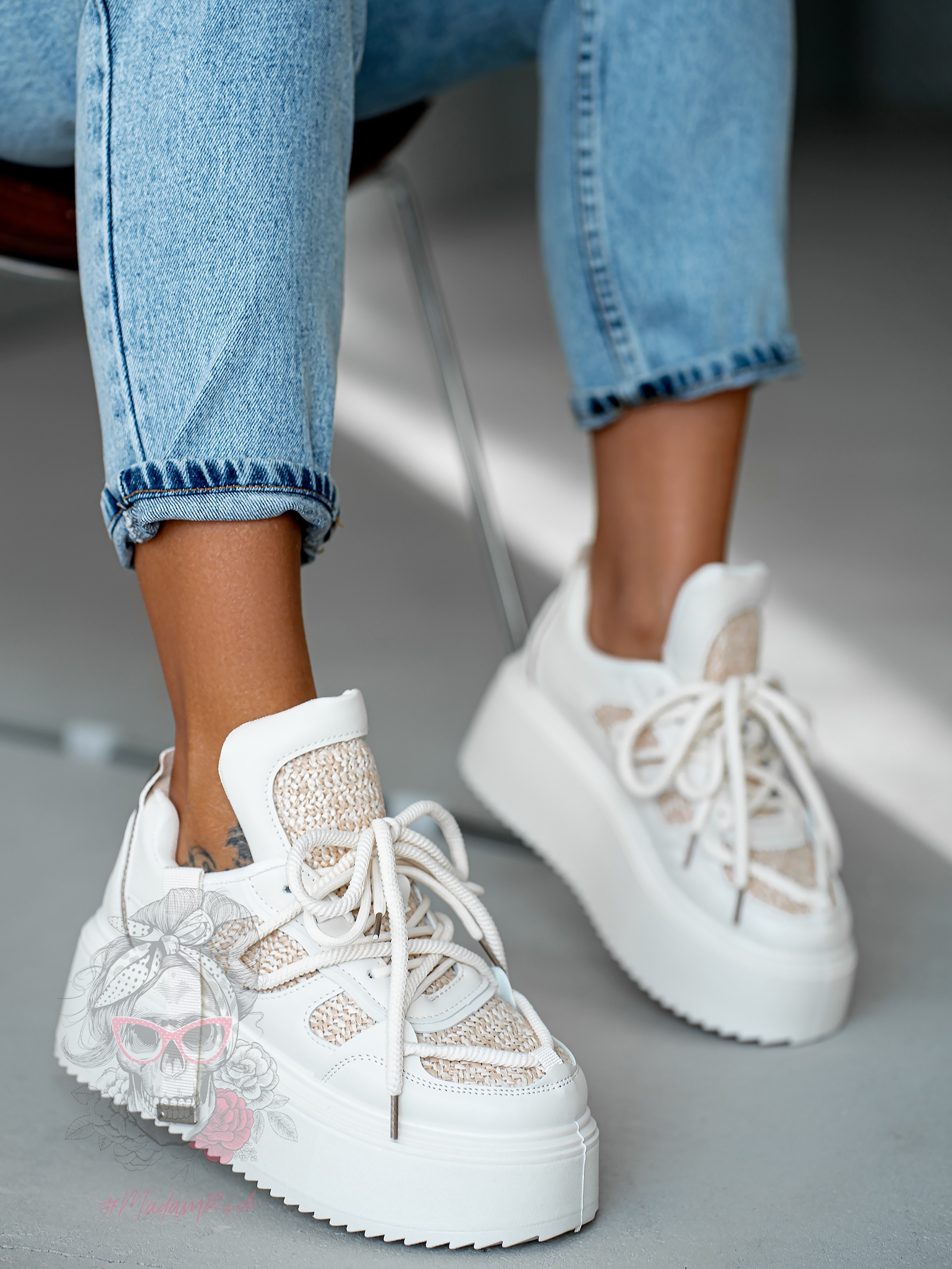 Buty sportowe na platformie Madam Dolle beżowe