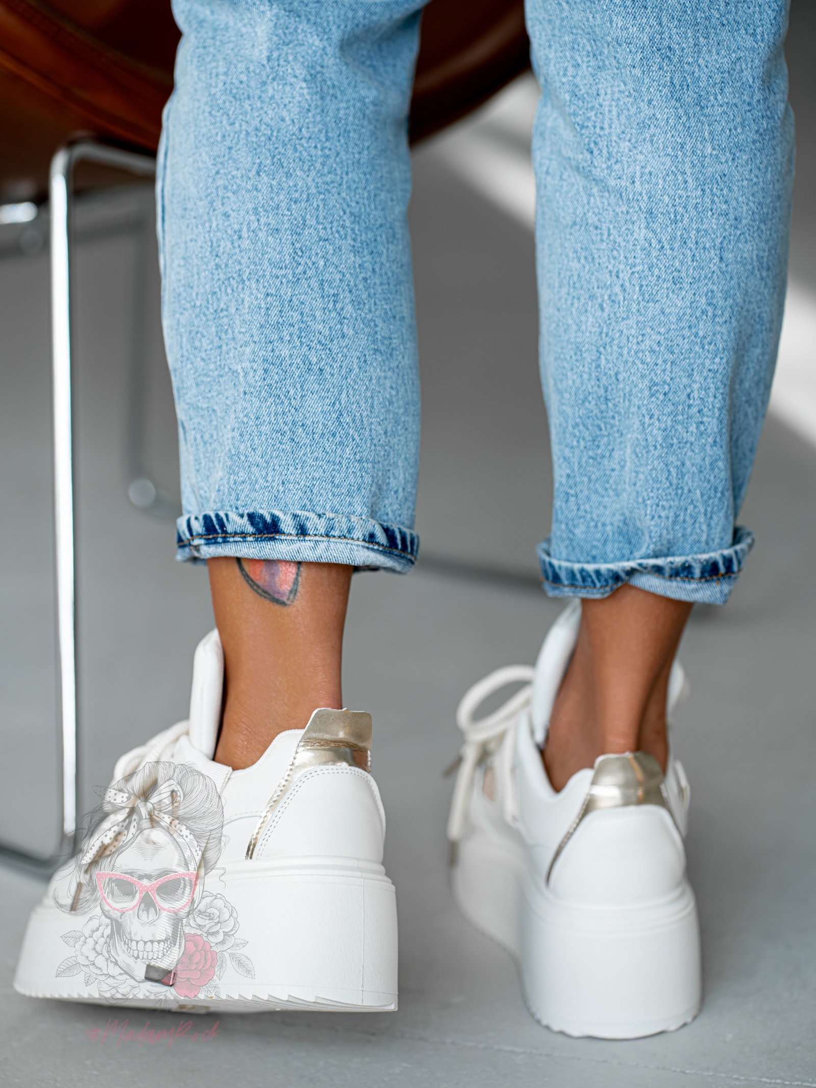 Buty sportowe na platformie Madam Dolle beżowe