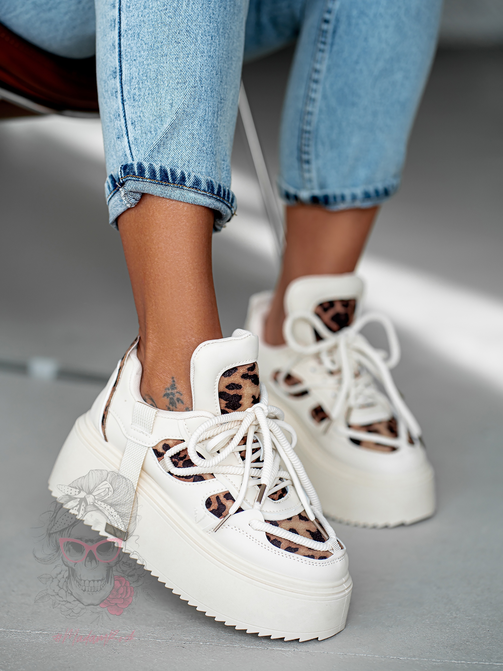 Buty sportowe na platformie Madam Dolle beżowe z panterką Buty sportowe na platformie Madam Dolle beżowe z panterką