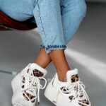 Buty sportowe na platformie Madam Dolle beżowe z panterką