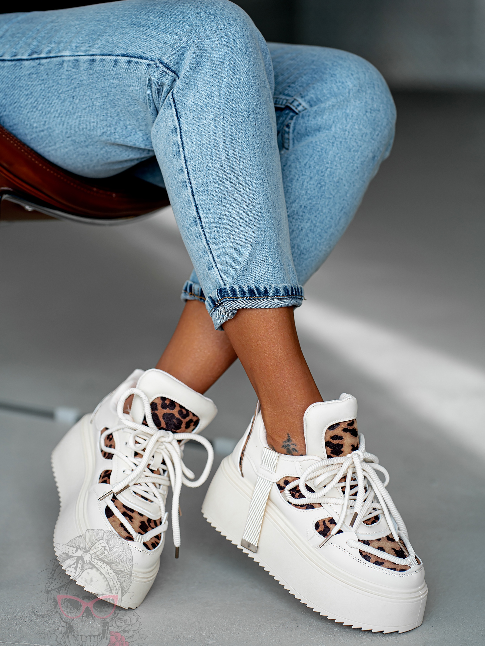 Buty sportowe na platformie Madam Dolle beżowe z panterką Buty sportowe na platformie Madam Dolle beżowe z panterką