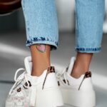 Buty sportowe na platformie Madam Dolle beżowe z panterką