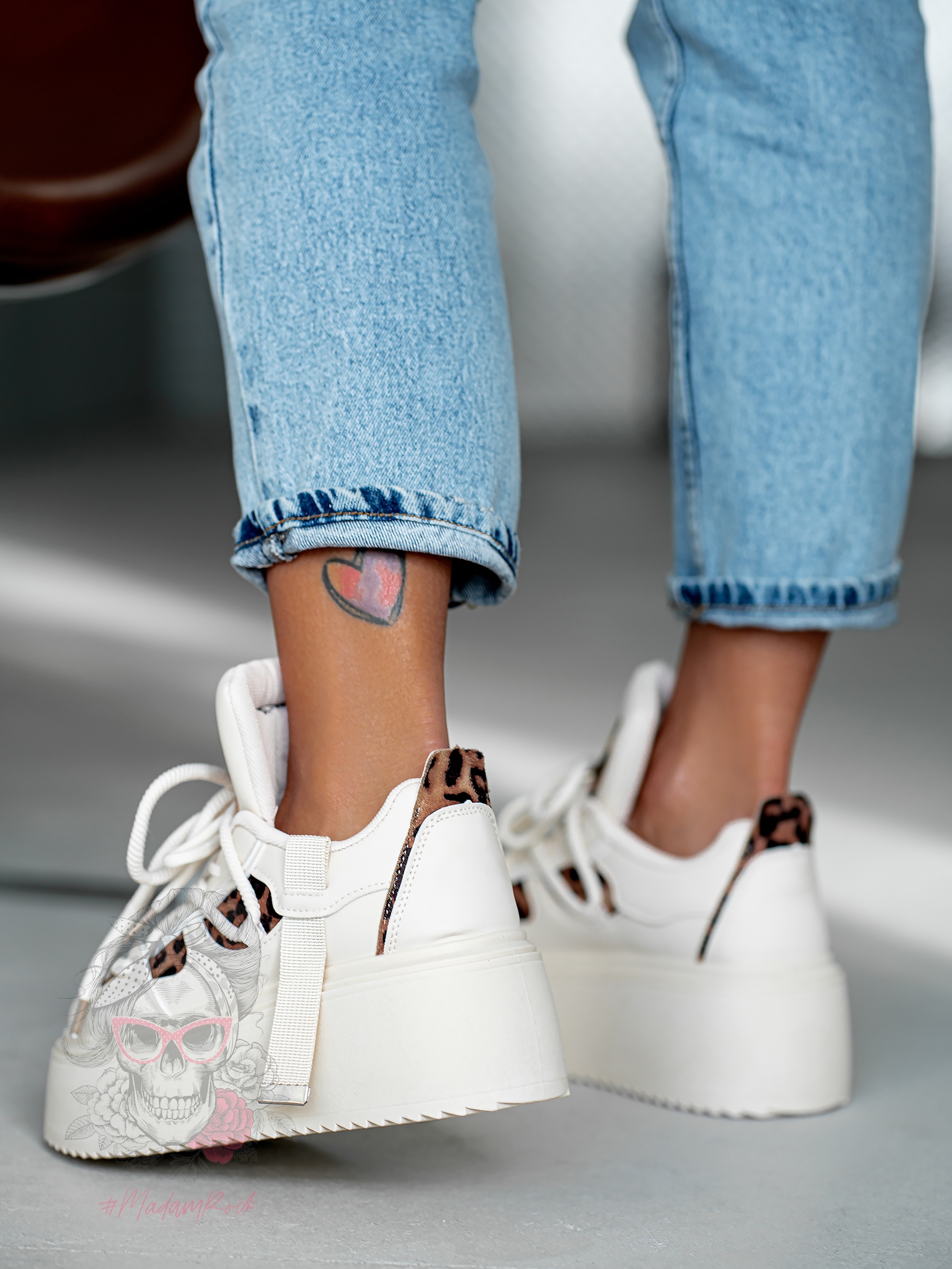 Buty sportowe na platformie Madam Dolle beżowe z panterką Buty sportowe na platformie Madam Dolle beżowe z panterką