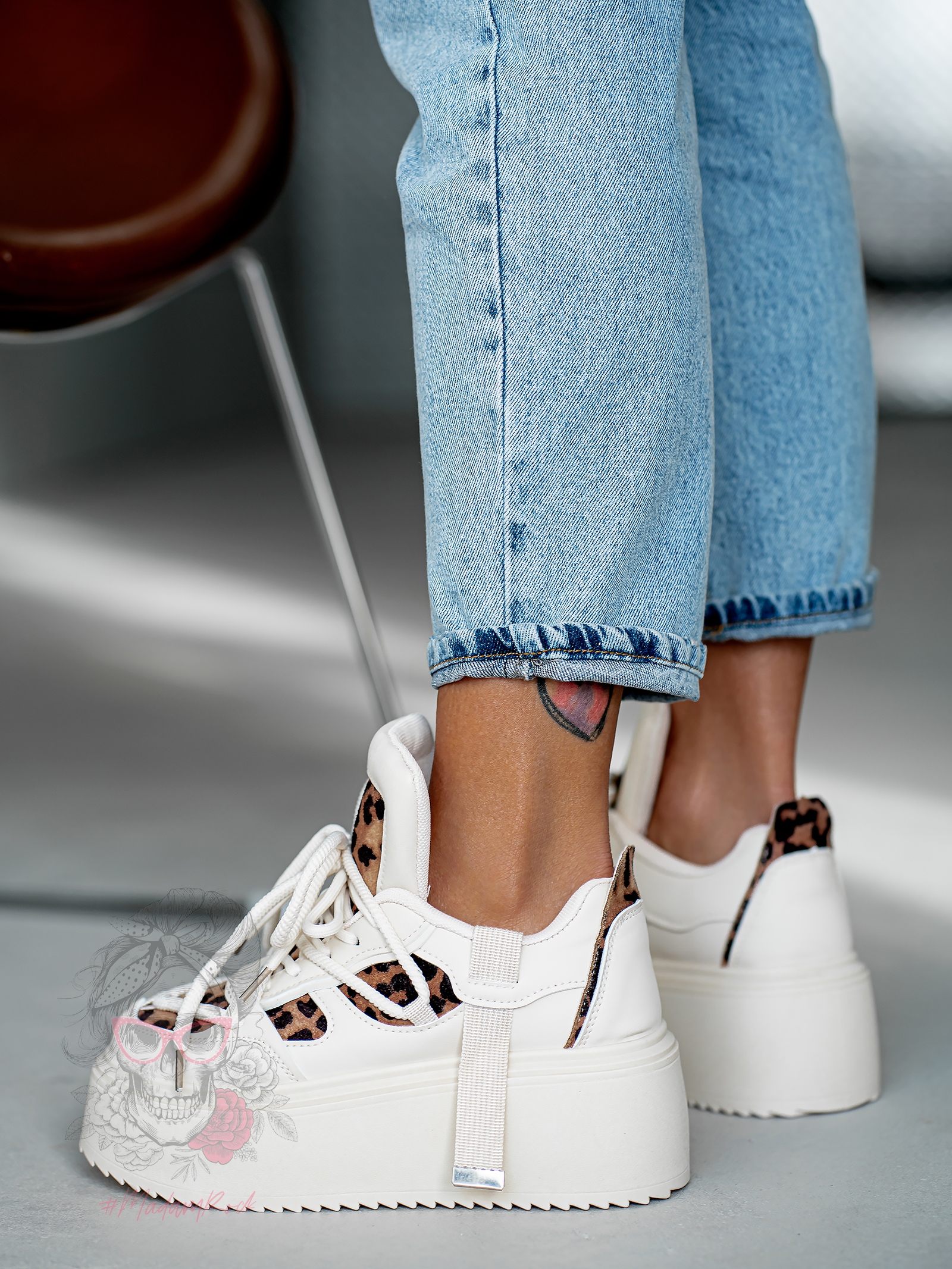 Buty sportowe na platformie Madam Dolle beżowe z panterką Buty sportowe na platformie Madam Dolle beżowe z panterką