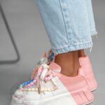 Buty sportowe na platformie Madam Minidrops pudrowe