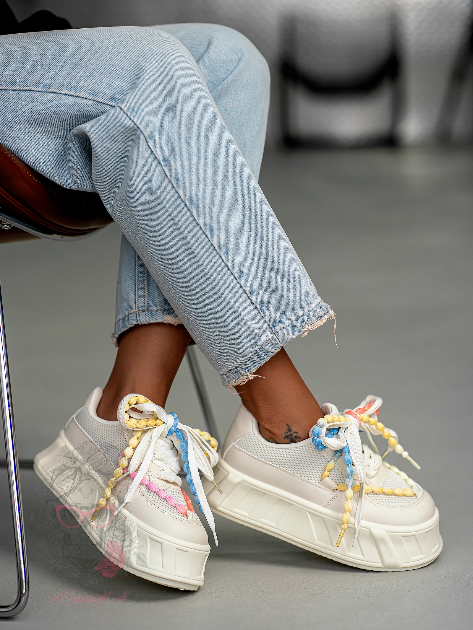 Buty sportowe na platformie Madam Minidrops beżowe