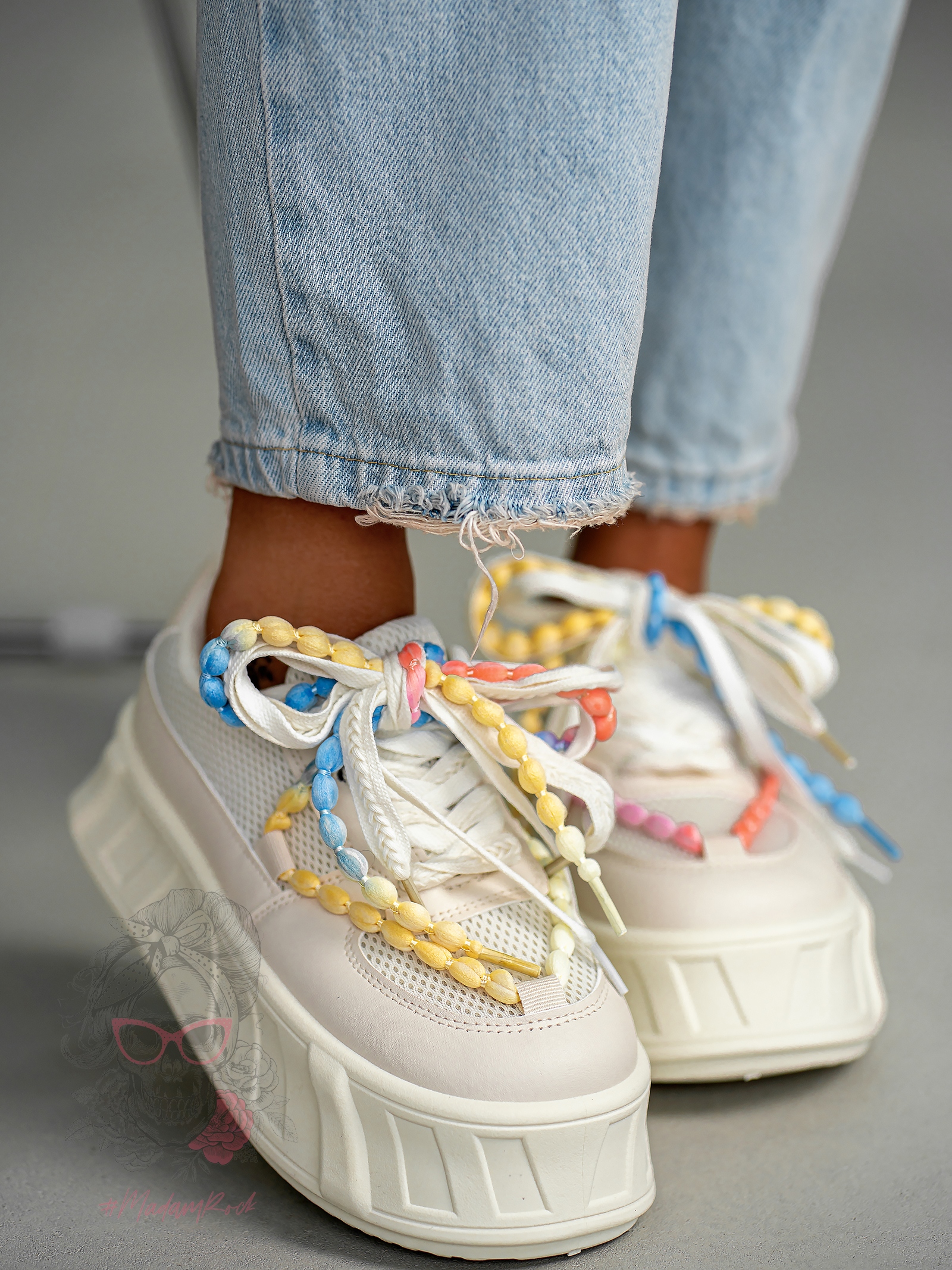 Buty sportowe na platformie Madam Minidrops beżowe