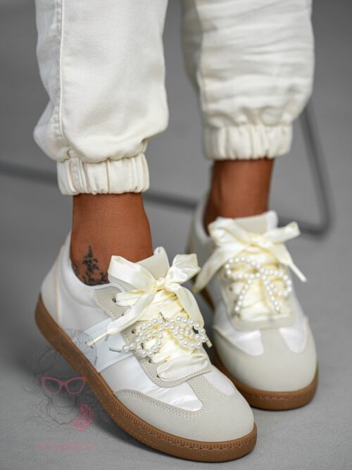 Buty sportowe z perłami Madam Bridge beżowe