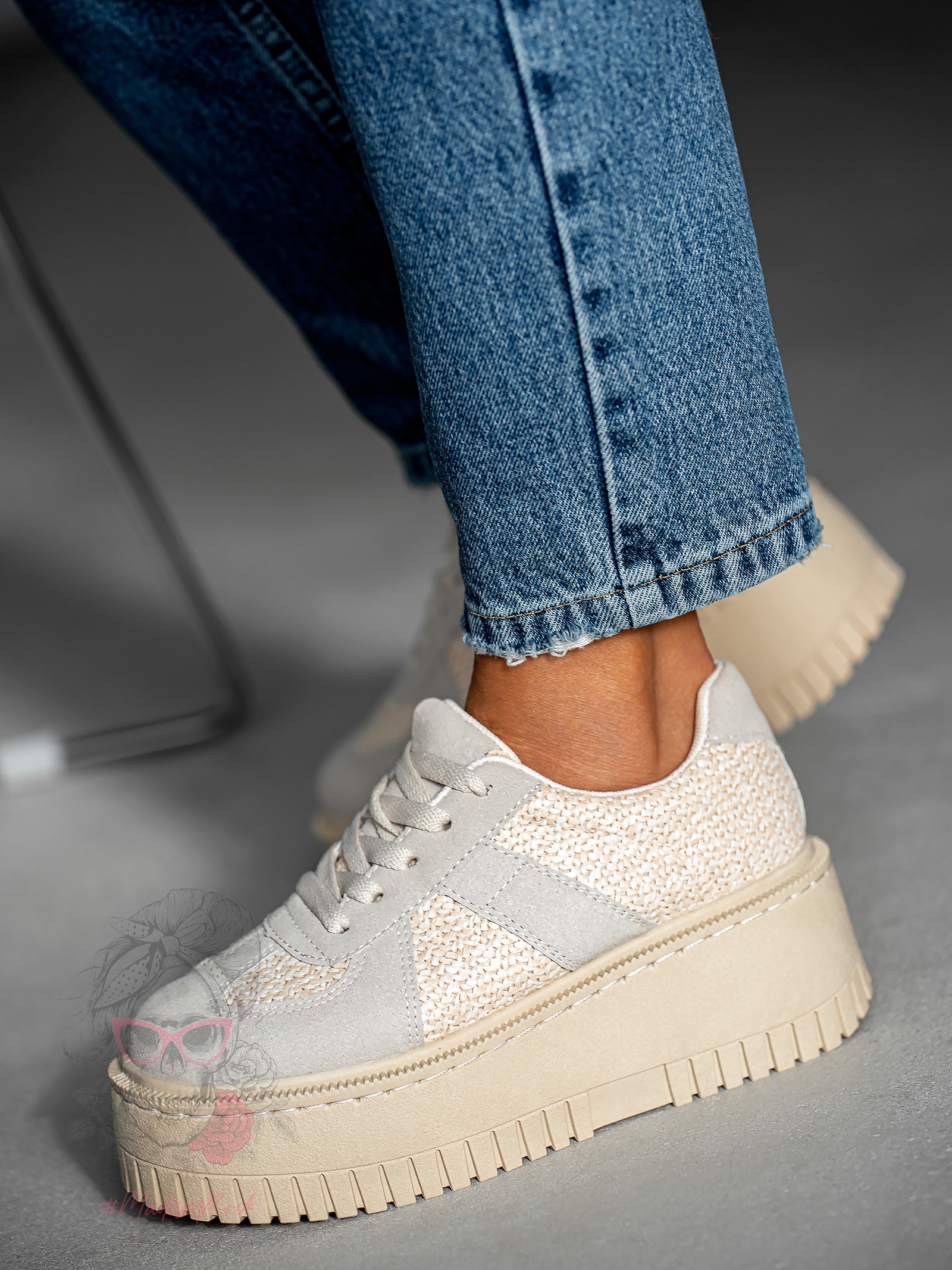Buty sportowe Madam Krit beżowo- szare