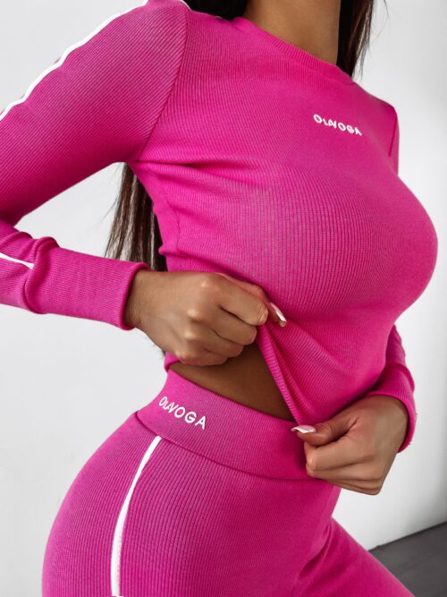 Komplet prążkowany Easy Ola Voga różowy