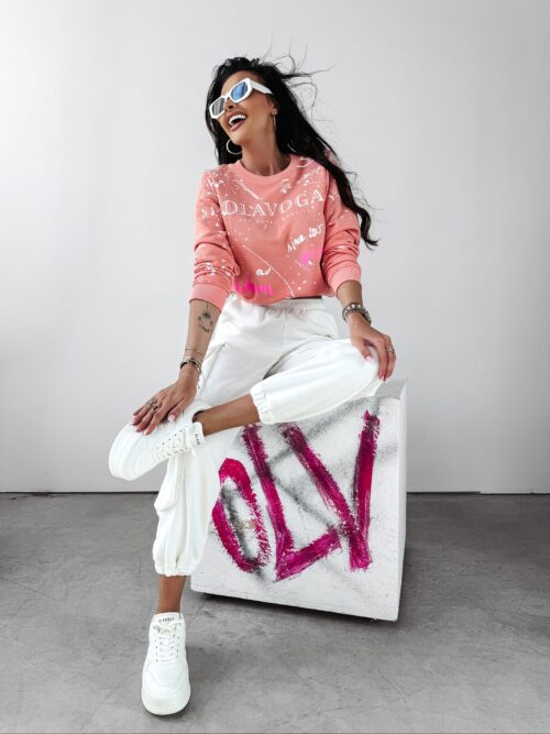 Bluza dzianinowa crewneck Urban Ola Voga brzoskwiniowa