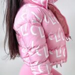 Kurtka puchowa logowana Jessy Ola Voga pudrowa