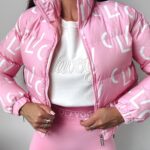 Kurtka puchowa logowana Jessy Ola Voga pudrowa