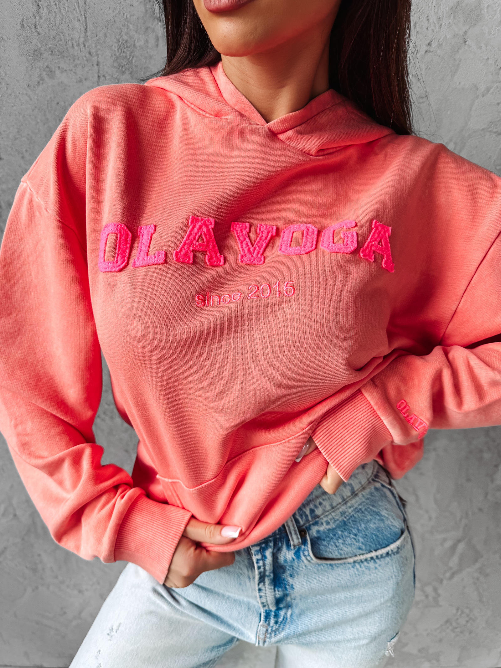 Bluza oversize z kapturem Peony Ola Voga brzoskwiniowa