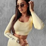 Komplet damski prążkowany Milano Ola Voga bananowy