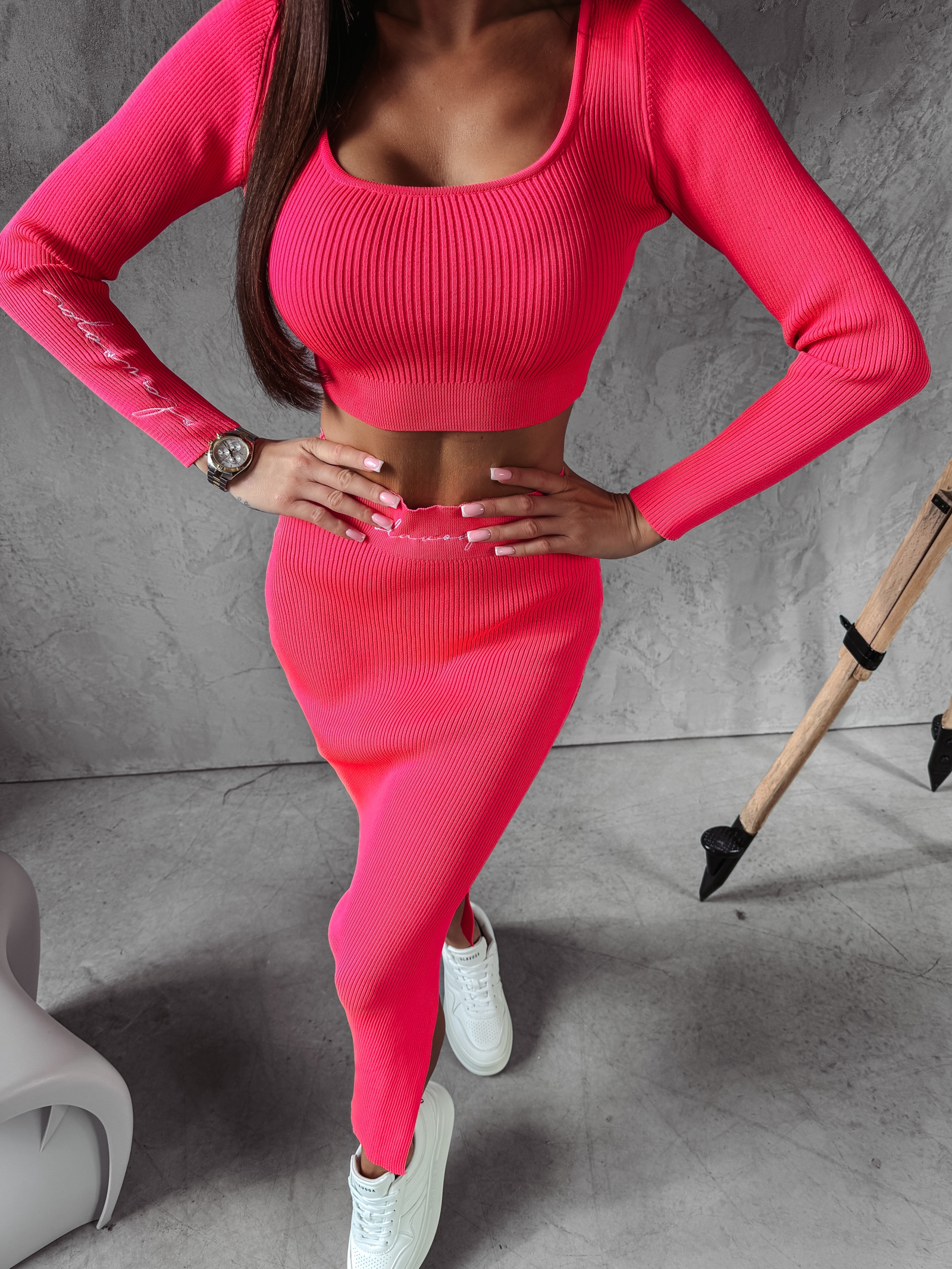 Komplet damski prążkowany MILANO OLAVOGA n.różowy Komplet damski prążkowany MILANO OLAVOGA n.różowy