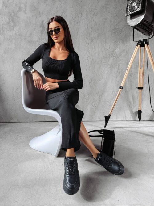 Komplet damski prążkowany MILANO OLAVOGA czarny