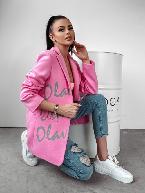 Marynarka logowana oversize Orega Ola Voga różowa