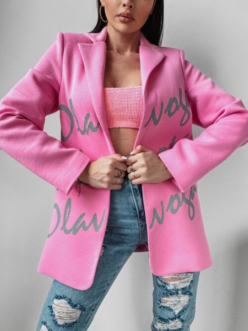 Marynarka logowana oversize Orega Ola Voga różowa