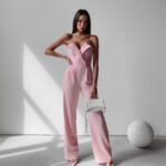 Kombinezon elegancki Diena Ola Voga pudrowy róż