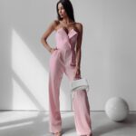 Kombinezon elegancki Diena Ola Voga pudrowy róż