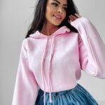 Bluza z kapturem Edlin Ola Voga pudrowa