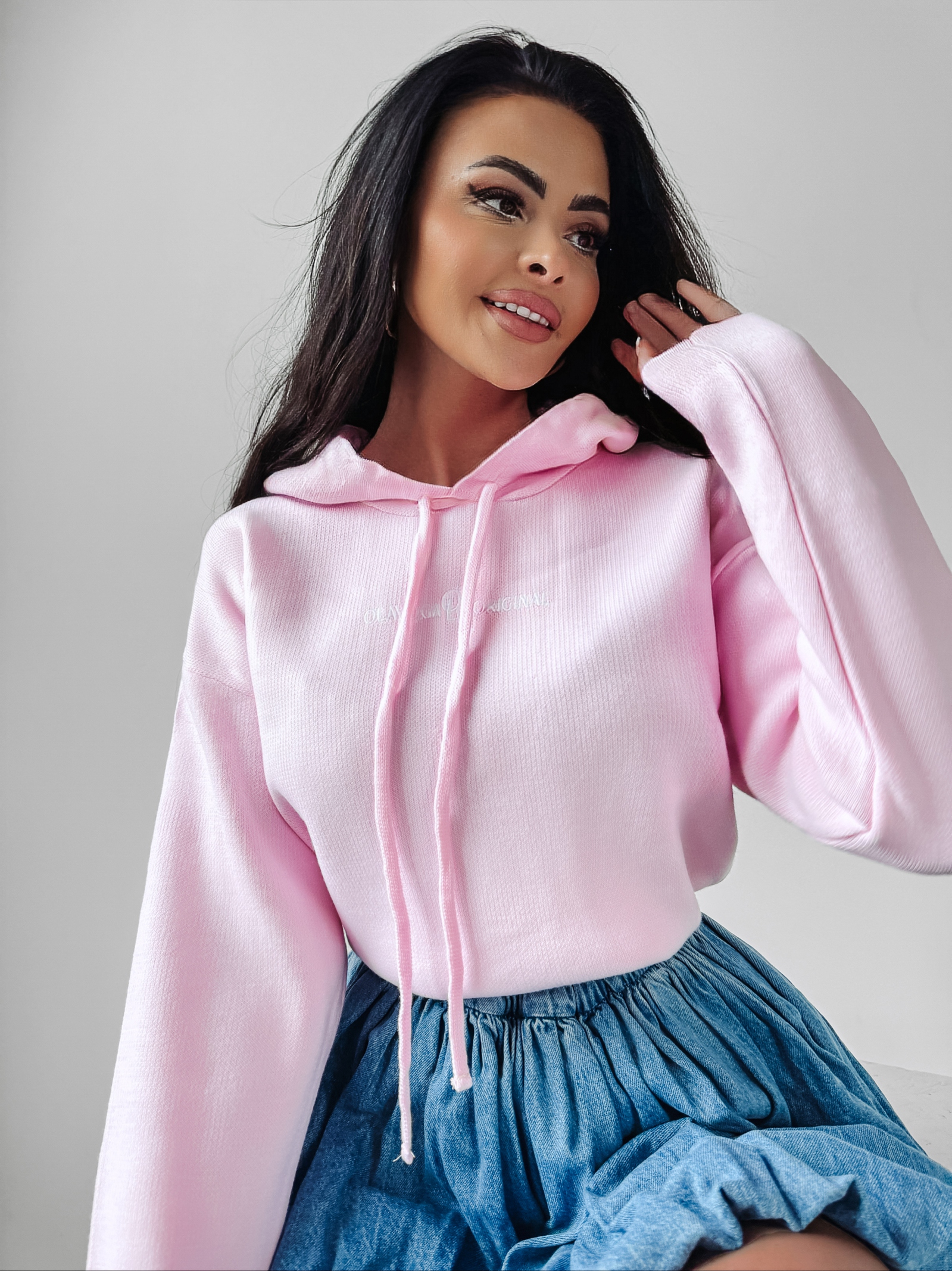 Bluza z kapturem Edlin Ola Voga pudrowa