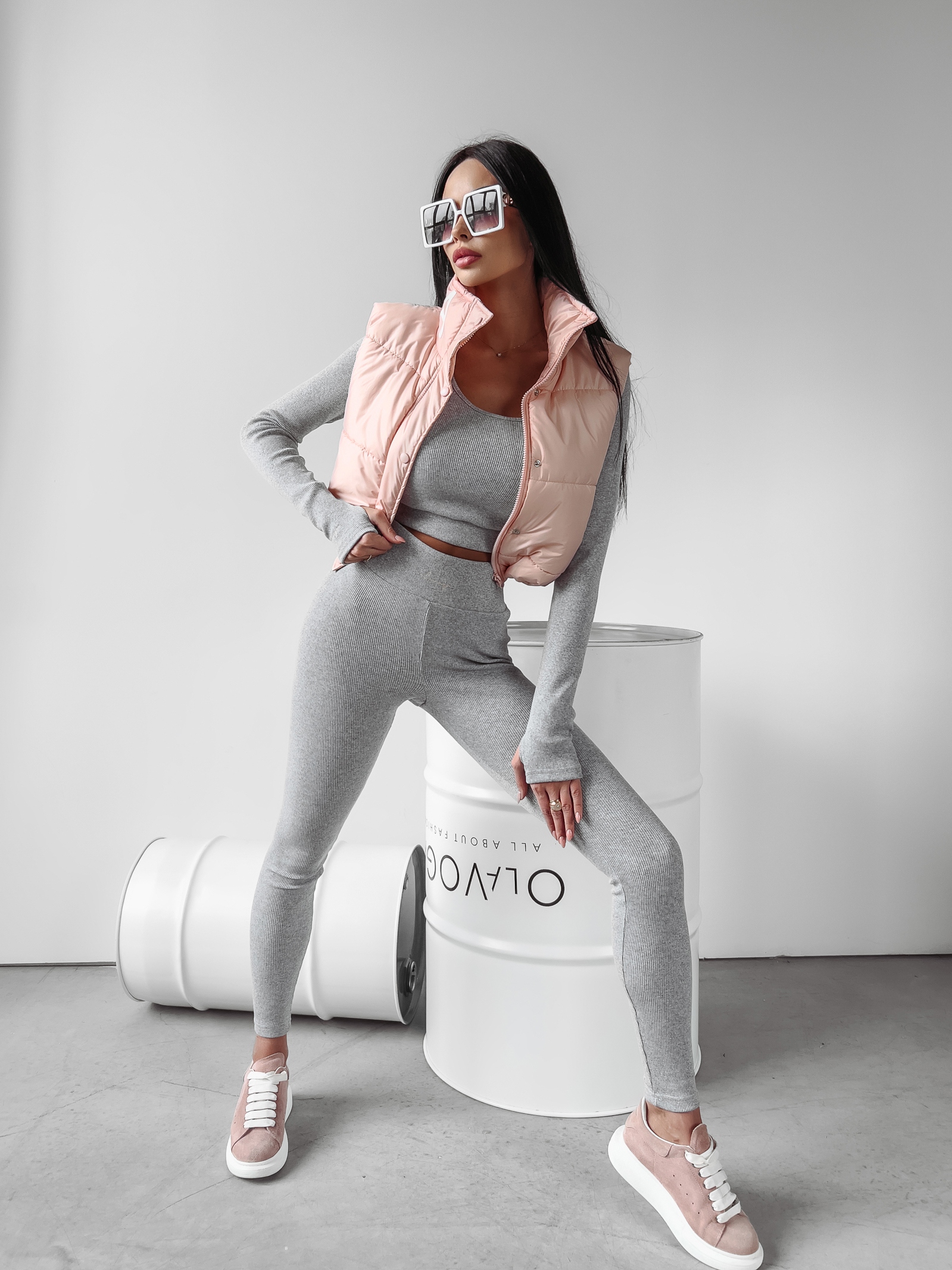 Kamizelka pikowana Puffer Ola Voga pudrowa Kamizelka pikowana Puffer Ola Voga pudrowa