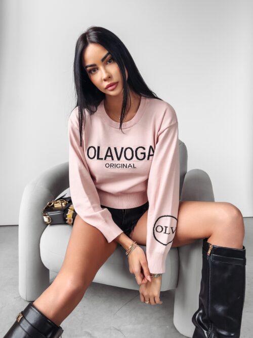 Sweter krótki Kasumi Ola Voga pudrowy