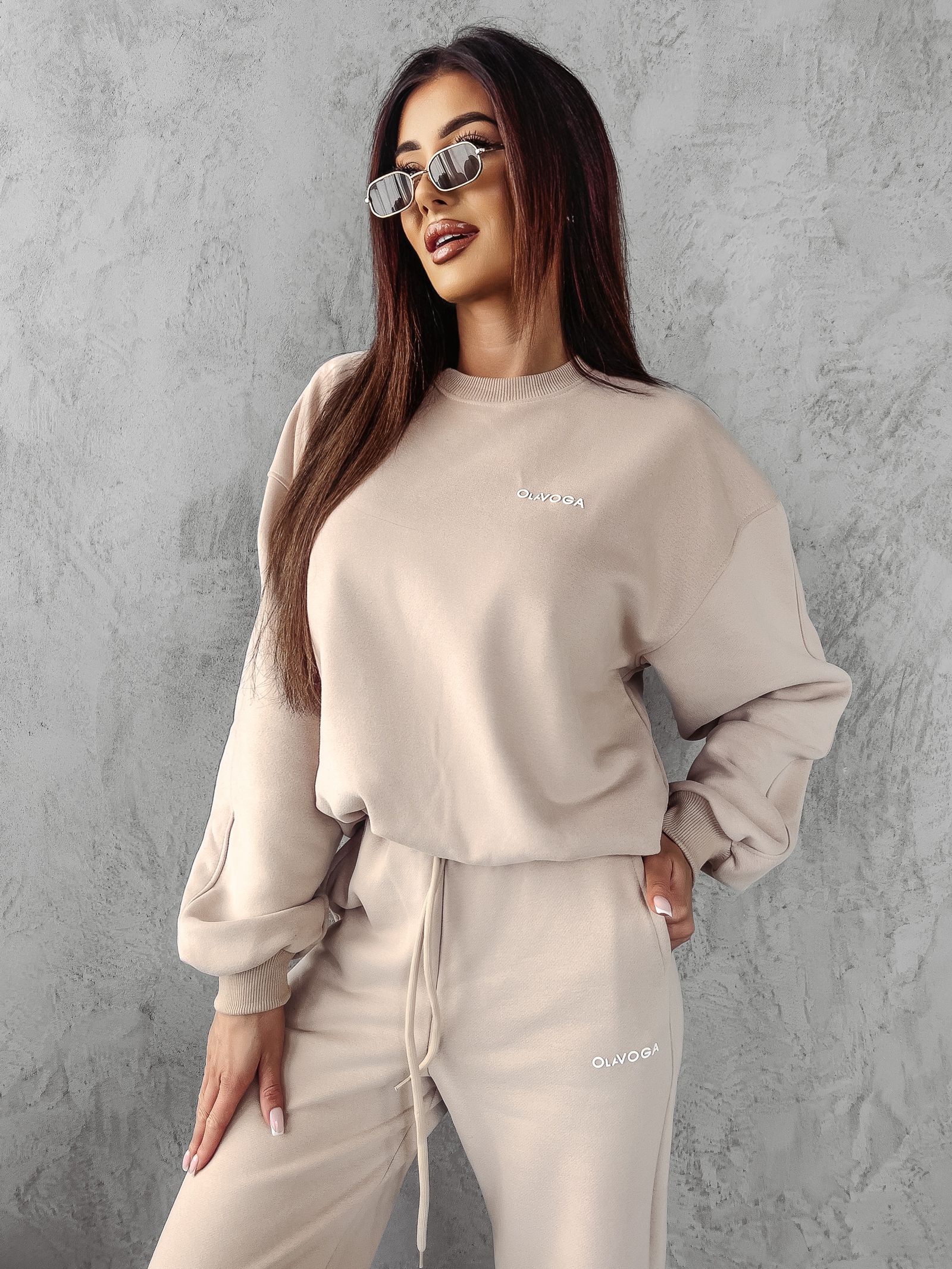 Komplet sportowy bawełniany Mona Ola Voga beżowy