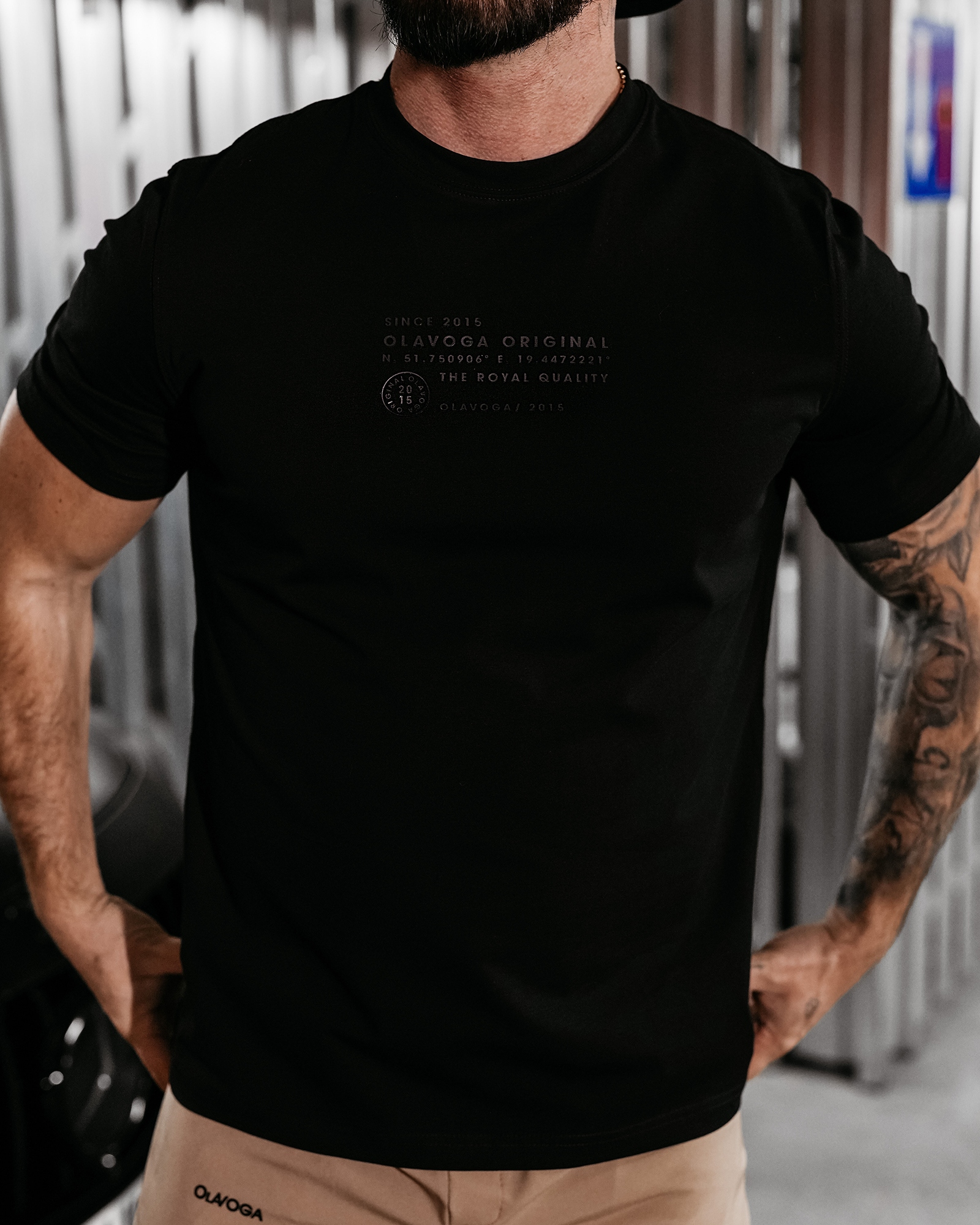 T-shirt męski logowany VALOR OLAVOGA czarny