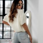 Sweter z krótkim rękawem Gorem ecru