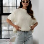 Sweter z krótkim rękawem Gorem ecru