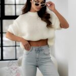 Sweter z krótkim rękawem Gorem ecru