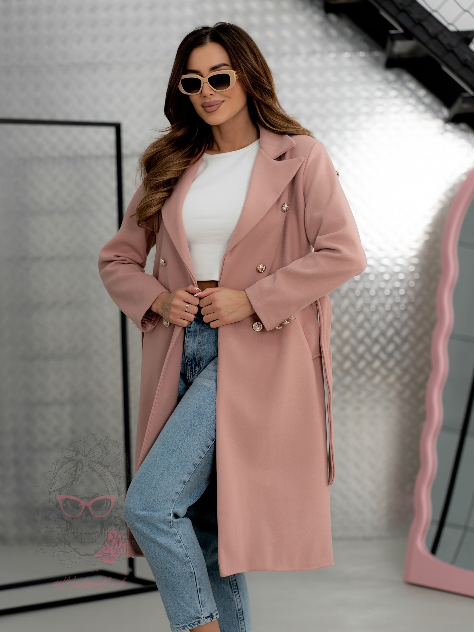 Płaszcz wiosenny Masi brudny róż Płaszcz wiosenny Masi brudny róż