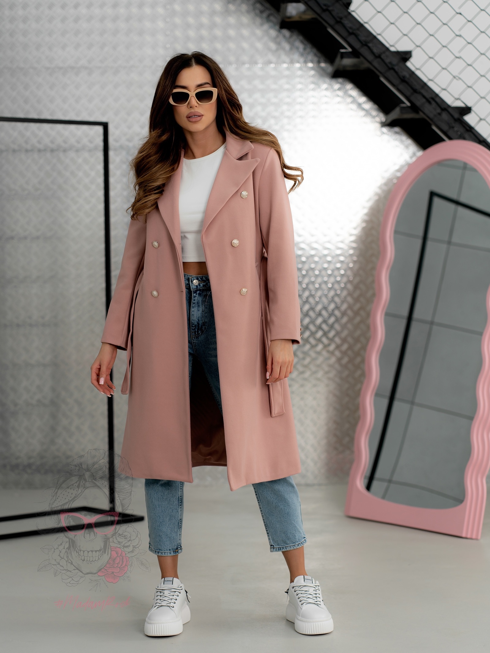 Płaszcz wiosenny Masi brudny róż Płaszcz wiosenny Masi brudny róż