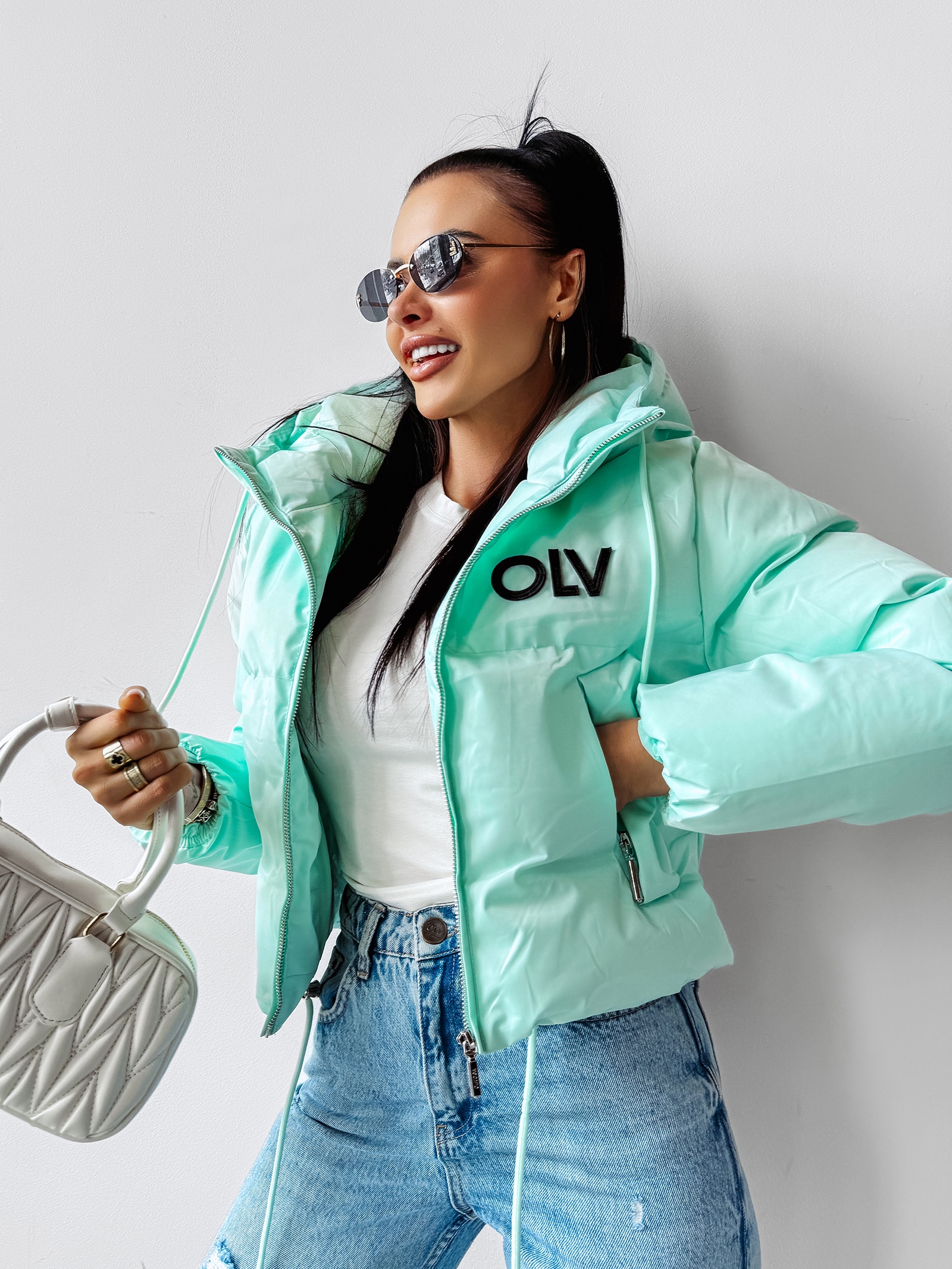 Kurtka damska z kapturem FOXY OLAVOGA miętowa